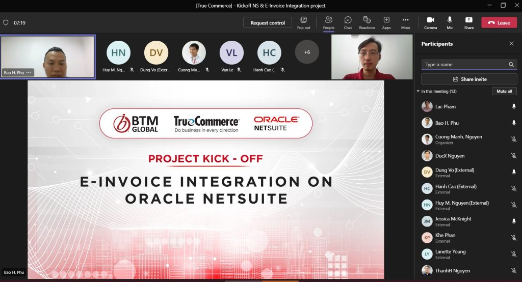 Khởi động dự án tích hợp hóa đơn điện tử vào hệ thống Oracle Netsuite Cloud ERP cho True Commerce Việt Nam 1 truecommercekickoff